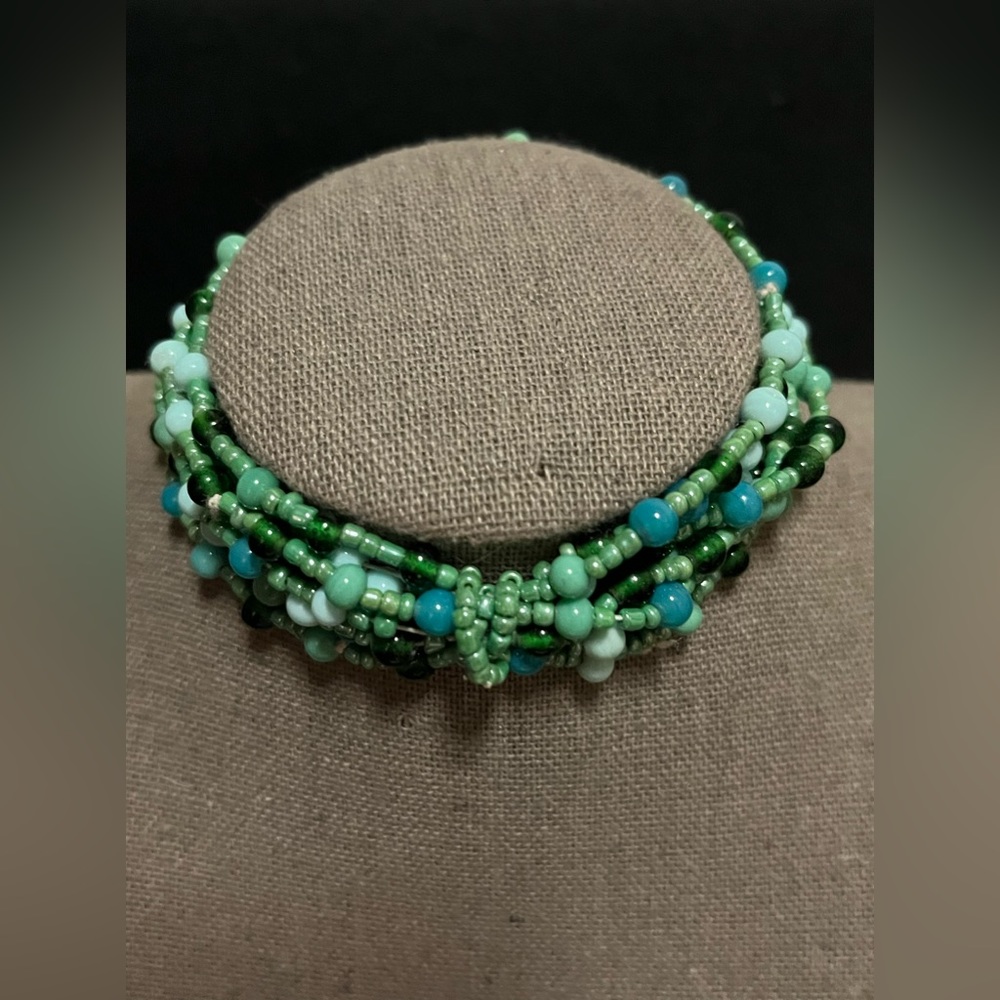 Turquoise Blue Colored Multi Strand Stretchy Bracelet